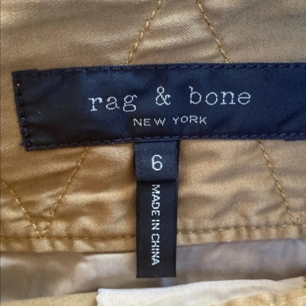 Rag & Bone Shorts Mandy Cotton Khaki Shorts High Rise Rolled Cuffs Military - Picture 8 of 10